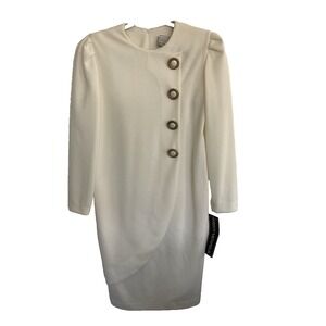 NWT 1980's  Vintage KRISTY MICHAELS Women's Dress Size 12 Ivory Made in USA‎